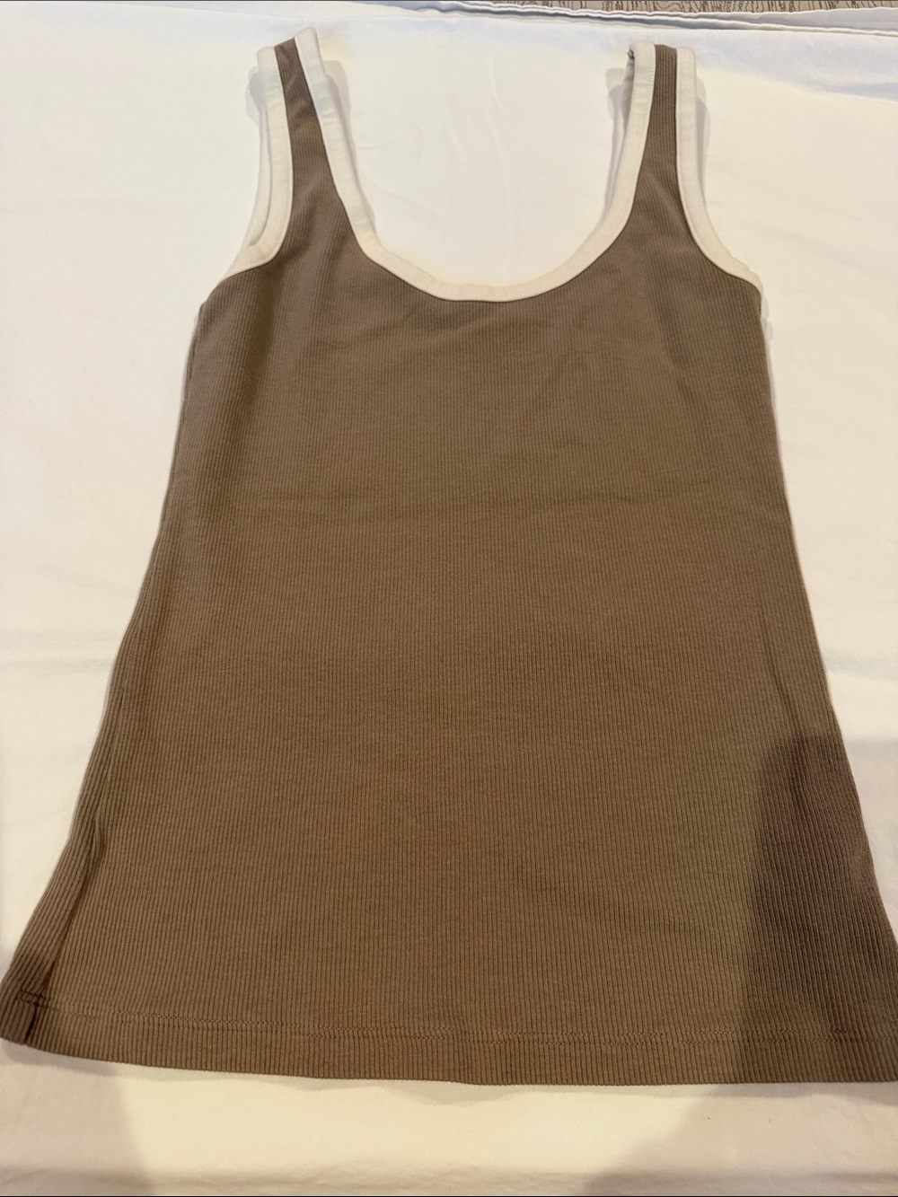 Aerie Women’s Brown Tank Top with Cream Trim